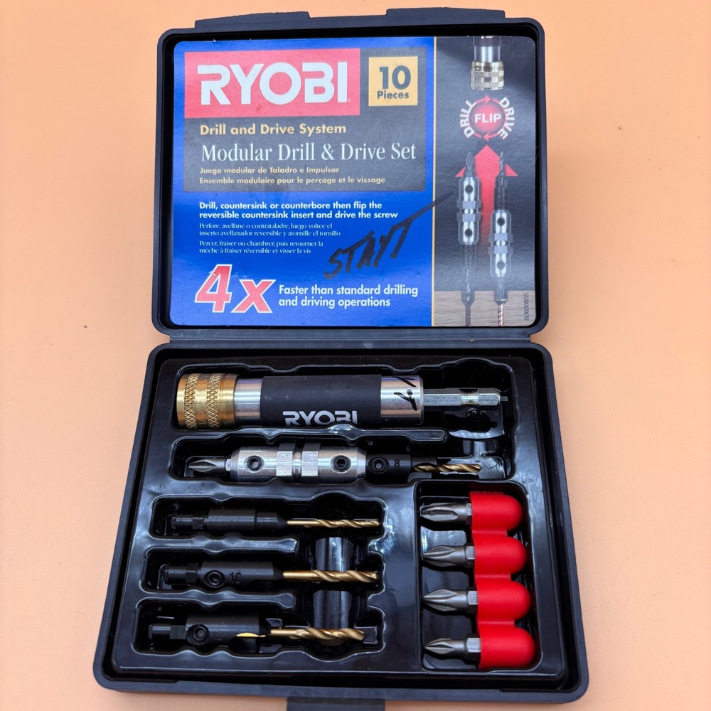 Ryobi Drill and Drive System 10 Piece Modular Drill and Drive Set with Case